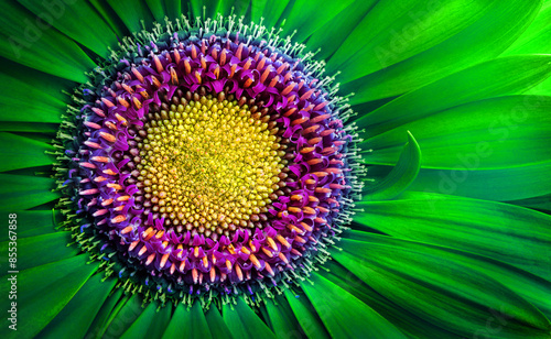  Green Gerbera flower close up. Macro photography. Card Gerbera Flower. Natural romantic conceptual floral Macro background.
