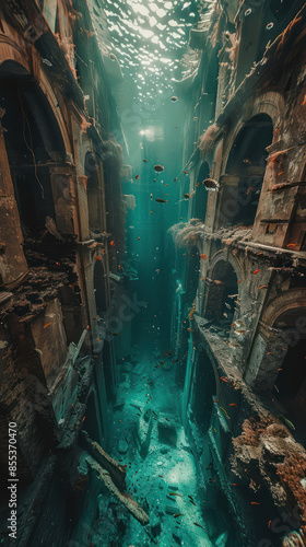 Submerged Ancient Ruins A Mystical Underwater World Teeming with Life and History in Stunning Visual Captures photo