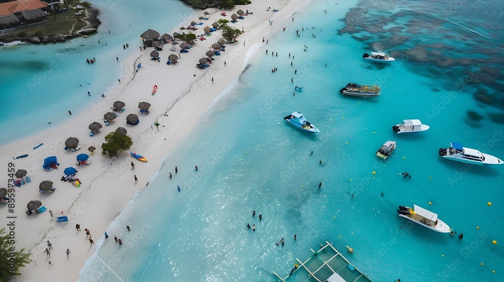 Baby Beach Aruba Perfect beach great for snorkeling with calm waters transparent in the Caribbean Sea with tricky blue waters Great beach for children Drone photo Top View : Generative AI Baby Beach Aruba Perfect beach great for snorkeling with calm waters transparent in the Caribbean Sea with tricky blue waters Great beach for children Drone photo Top View : Generative AI