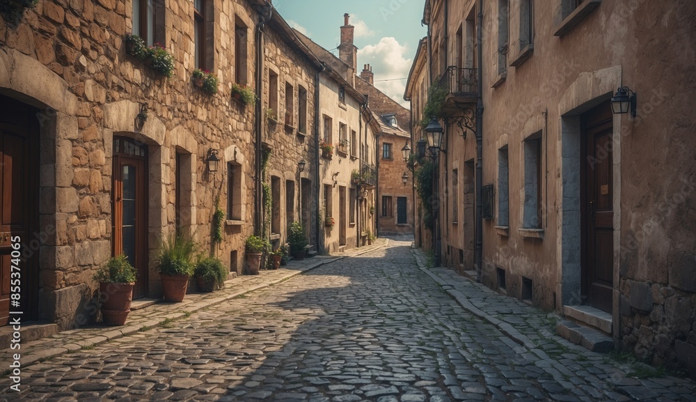 Charming cobblestone street in old town Charming cobblestone street in old town