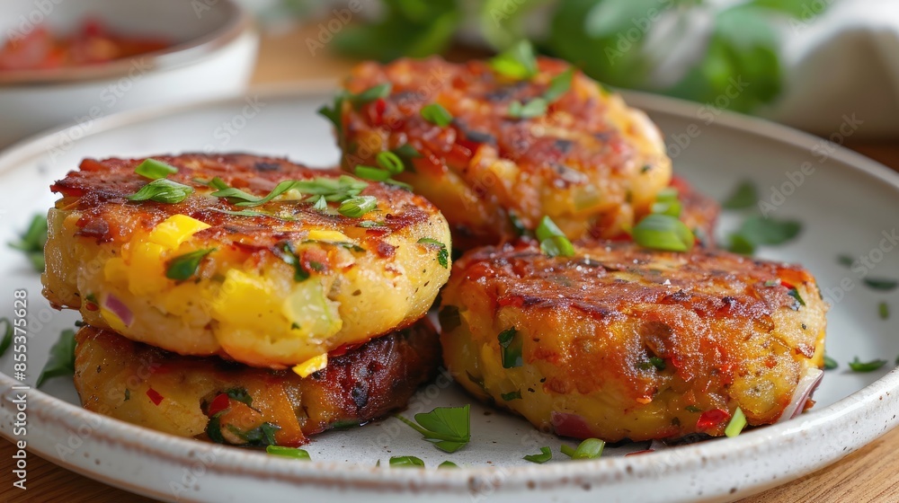 Bubble and squeak patties on a kitchen plate Bubble and squeak patties on a kitchen plate