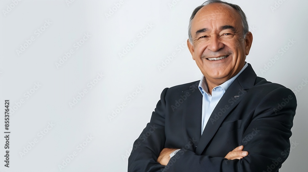 Smiling confident latin hispanic mature business man standing crossed arms isolated on white background Hispanic older senior businessman professional ceo coach leader looking at camer : Generative AI Smiling confident latin hispanic mature business man standing crossed arms isolated on white background Hispanic older senior businessman professional ceo coach leader looking at camer : Generative AI