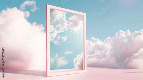Windows in the clouds contemporary art concept, surreal digital image