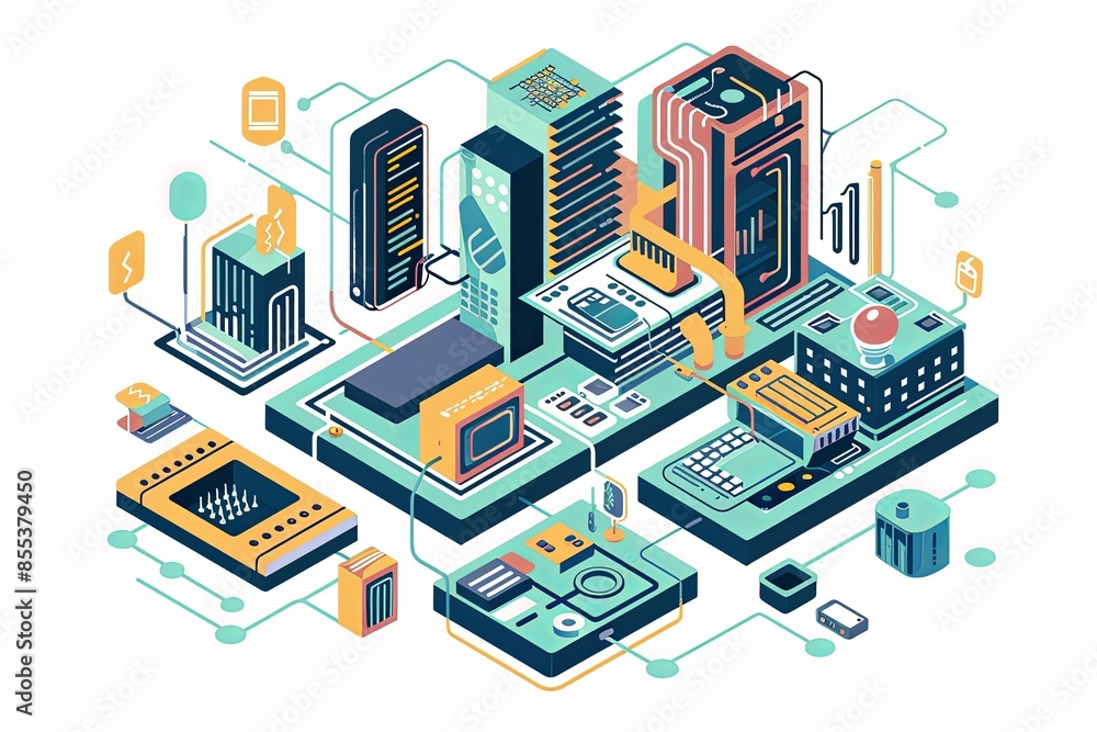 Conceptual Technology Flat Illustration created with Generative AI Conceptual Technology Flat Illustration created with Generative AI