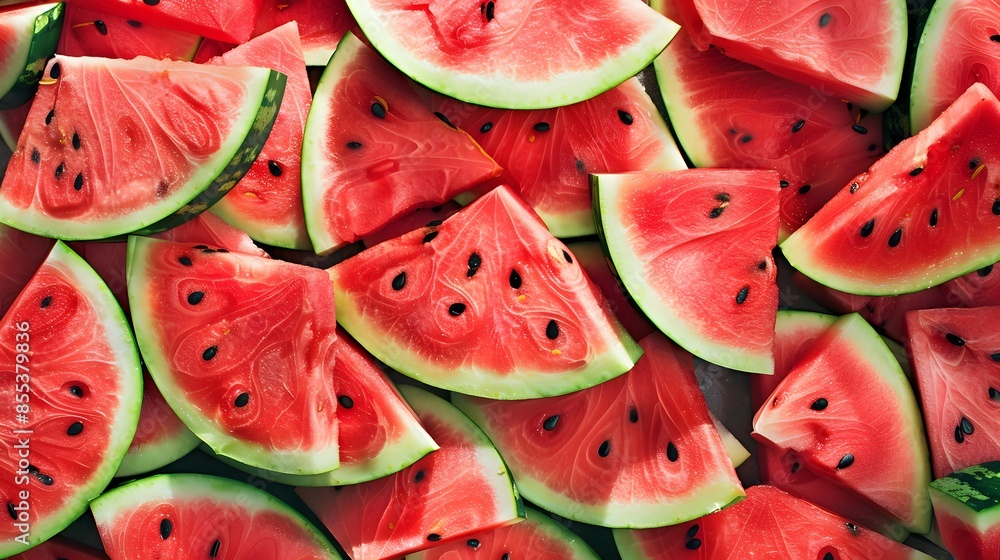 heap of watermelon slices as background. heap of watermelon slices as background.