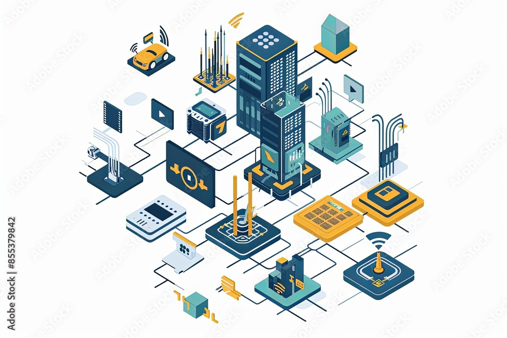 Conceptual Technology Flat Illustration created with Generative AI Conceptual Technology Flat Illustration created with Generative AI