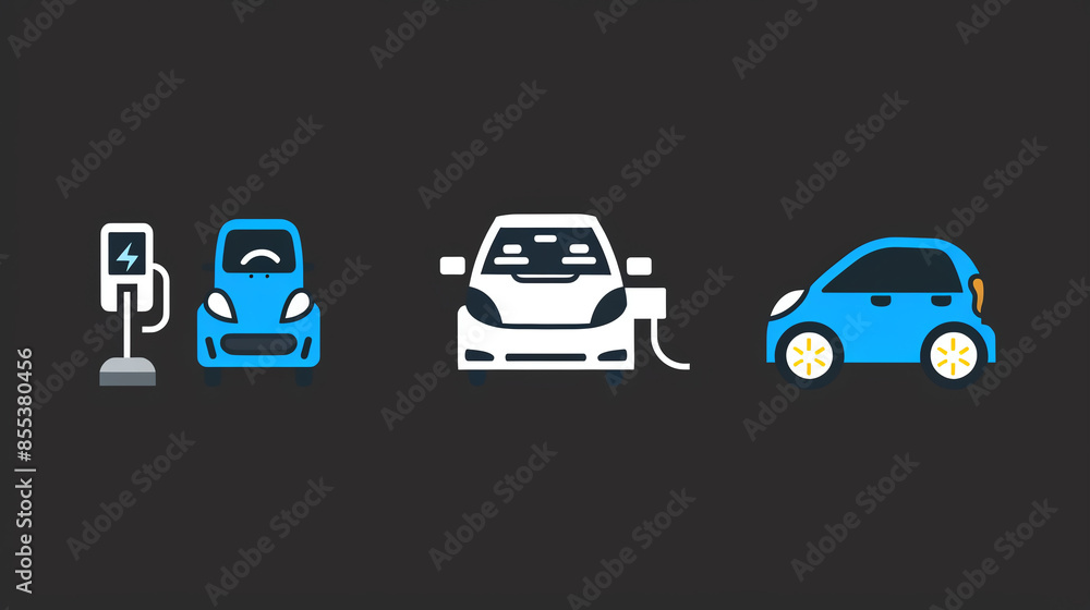 Illustration of electric cars and a charging station. Perfect for eco-friendly, sustainable, and futuristic vehicle concepts. Illustration of electric cars and a charging station. Perfect for eco-friendly, sustainable, and futuristic vehicle concepts.