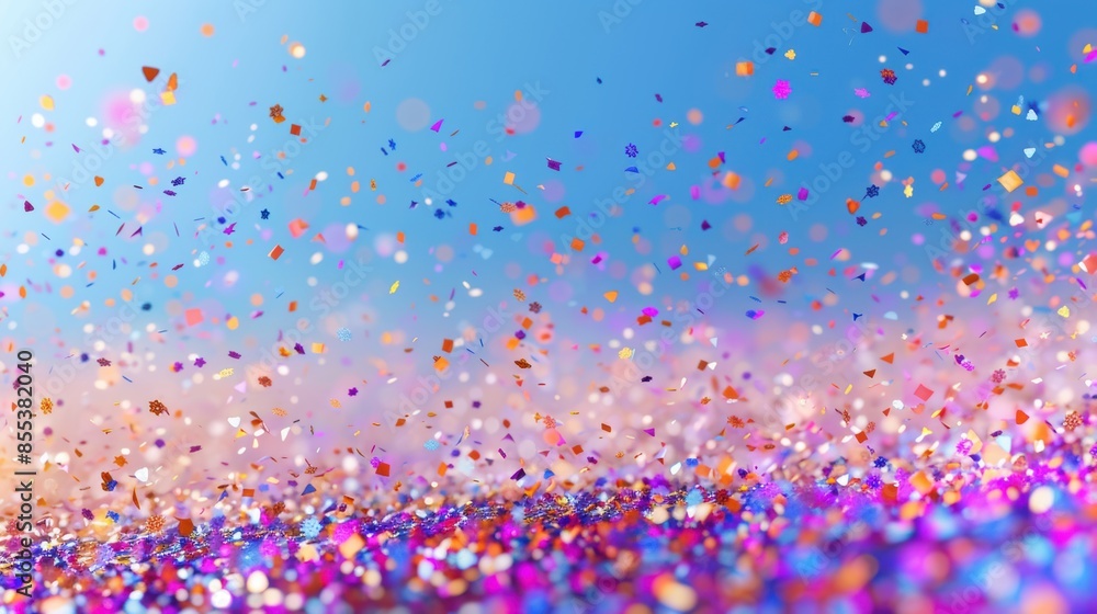 Vibrant and colorful confetti pieces falling against blurred backgrounds, creating a festive and joyful atmosphere. Vibrant and colorful confetti pieces falling against blurred backgrounds, creating a festive and joyful atmosphere.