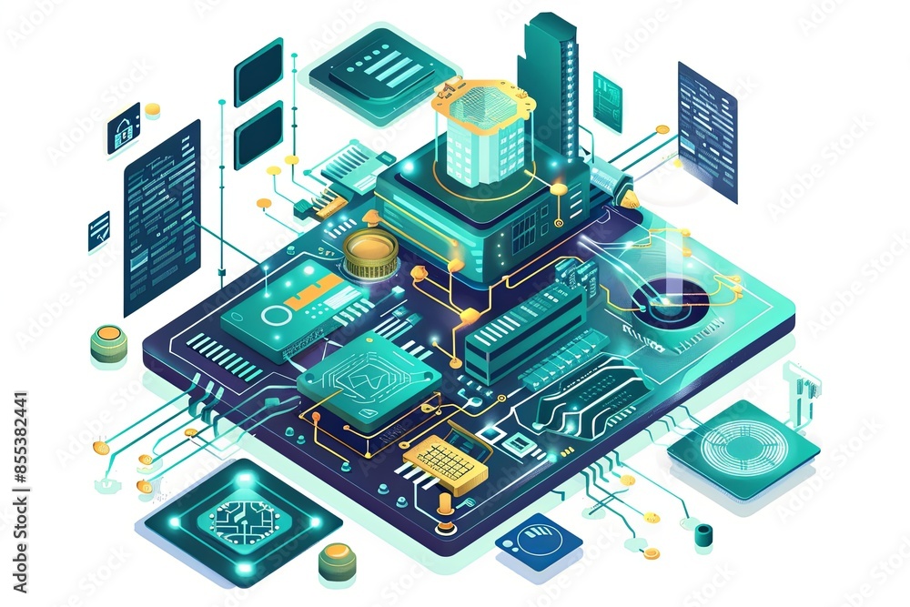 Conceptual Technology Flat Illustration created with Generative AI Conceptual Technology Flat Illustration created with Generative AI