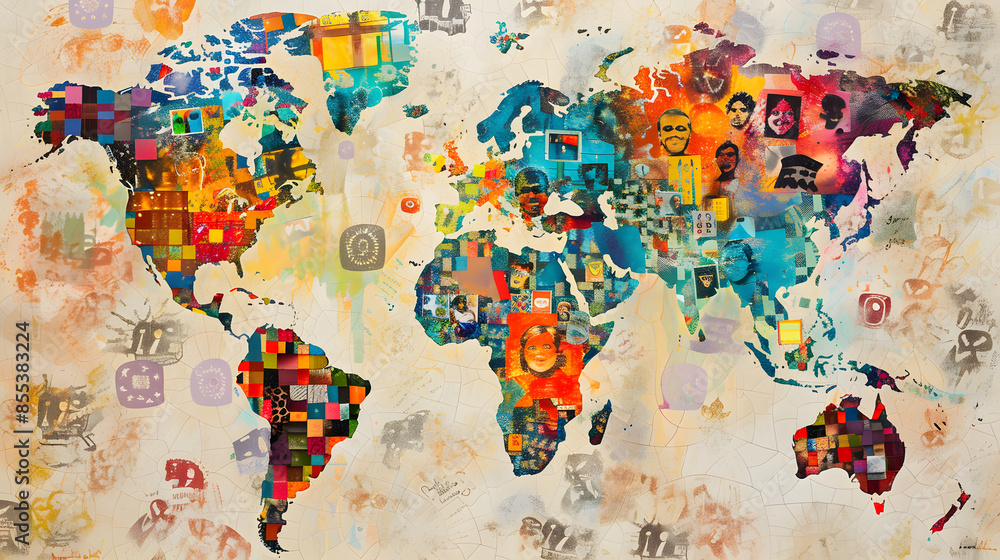 Fototapeta premium world map with technology effect