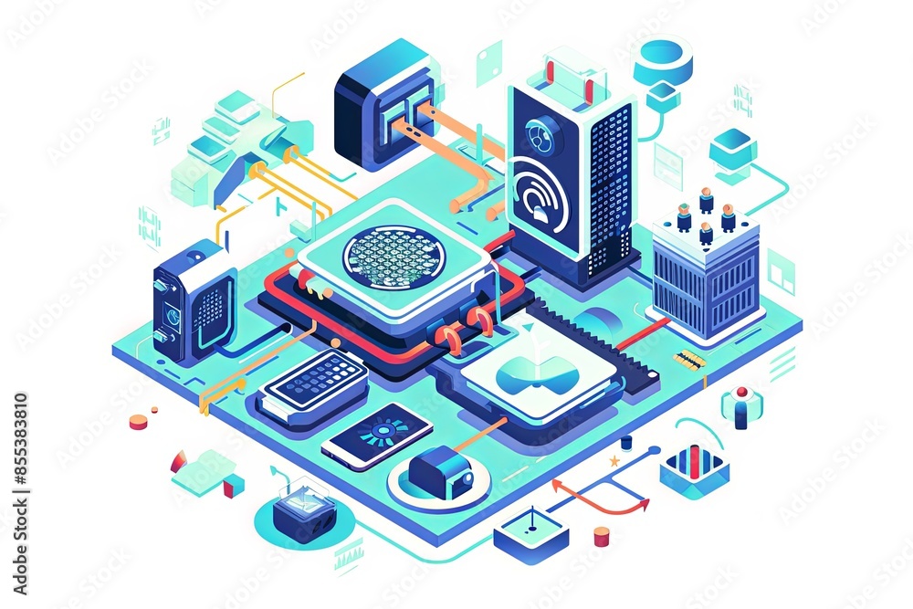 Conceptual Technology Flat Illustration created with Generative AI Conceptual Technology Flat Illustration created with Generative AI