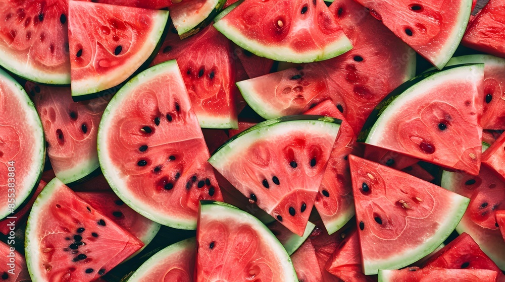 heap of watermelon slices as background. heap of watermelon slices as background.