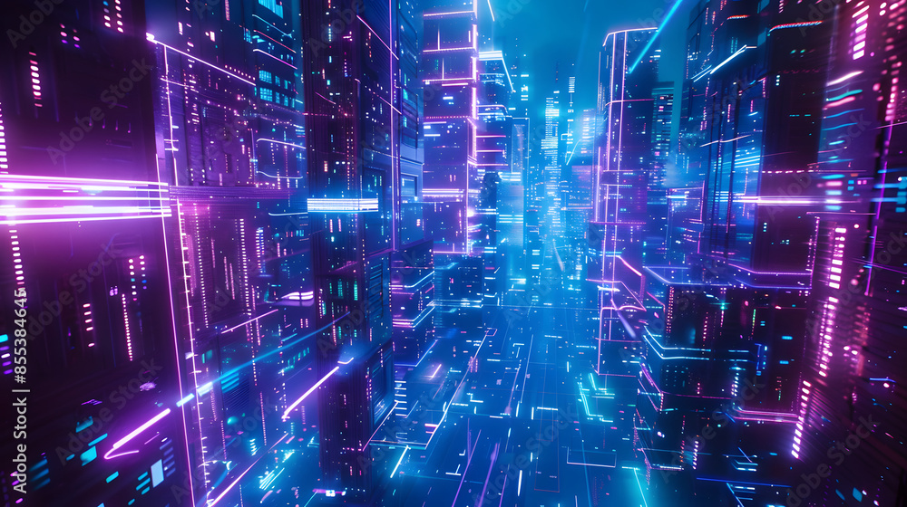 Naklejka premium purple and blue light technology