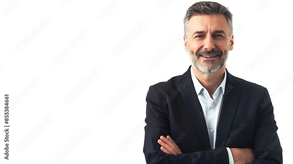 Smiling mature business man leader isolated on white background portrait Happy middle aged businessman ceo entrepreneur wearing suit confident 45 years old professional executive looki : Generative AI Smiling mature business man leader isolated on white background portrait Happy middle aged businessman ceo entrepreneur wearing suit confident 45 years old professional executive looki : Generative AI