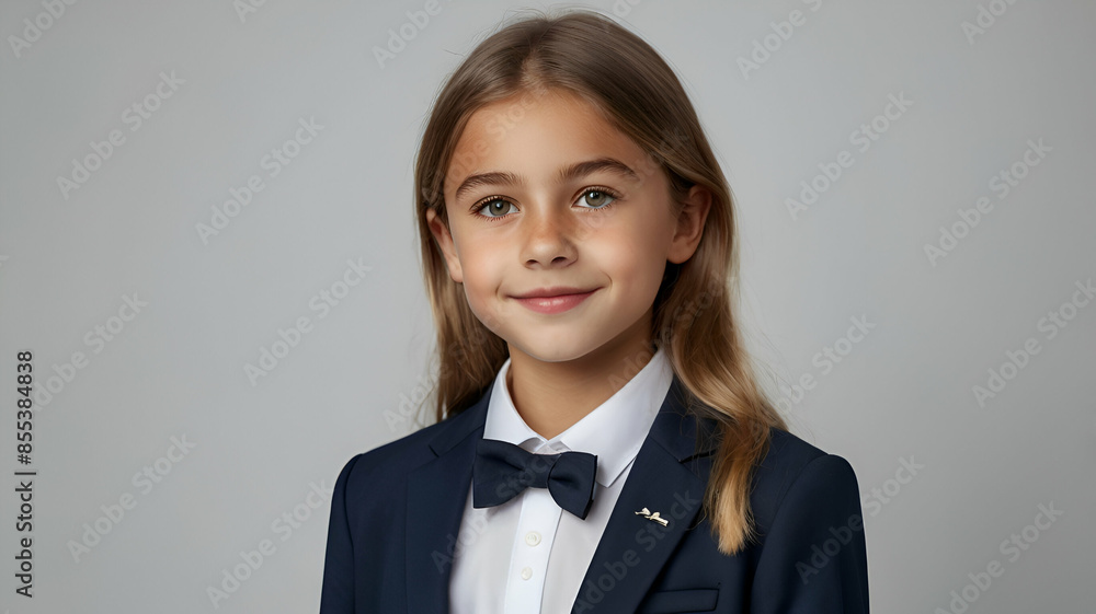 A young European girl in a business suit. A young European girl in a business suit.