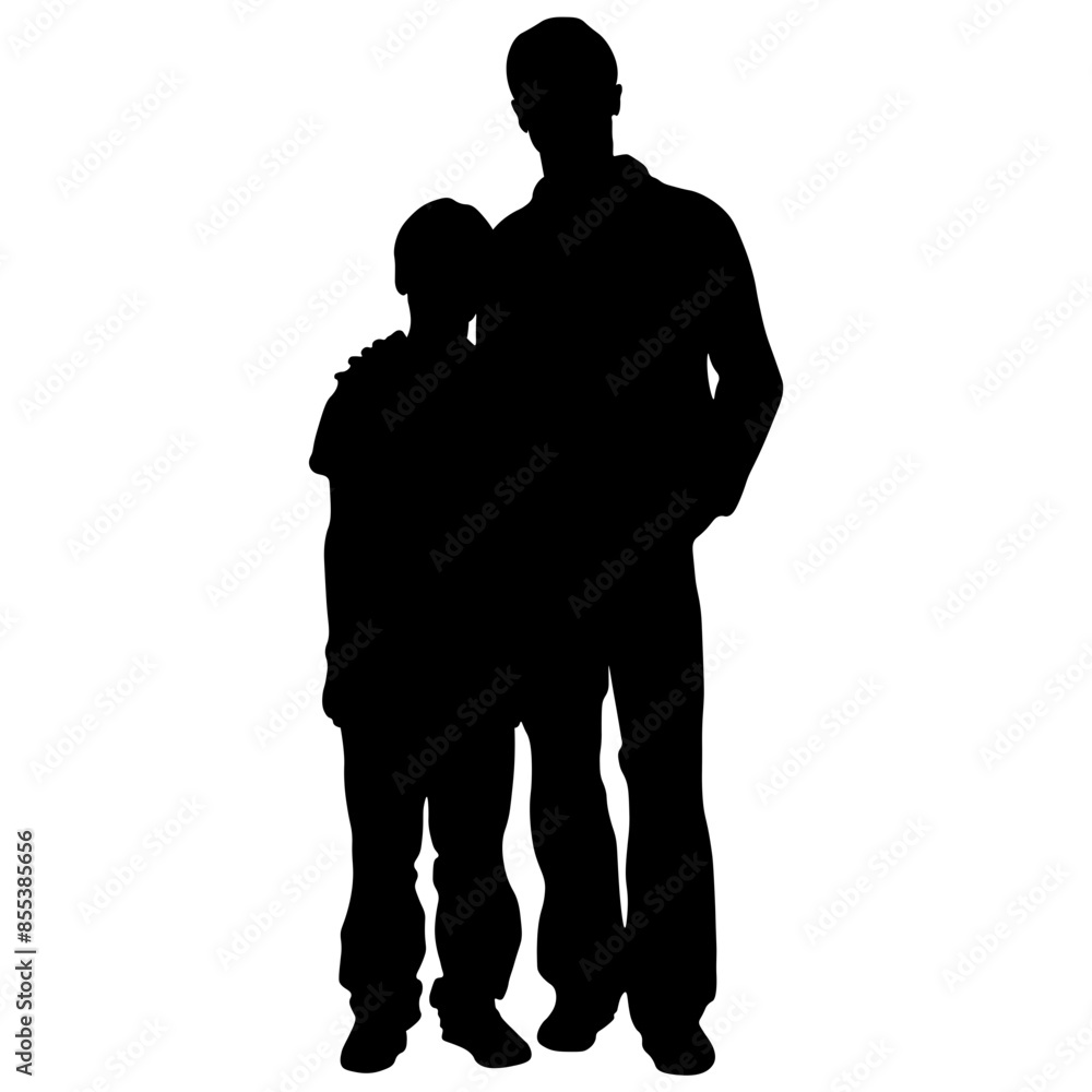 Father's Day Silhouette Isolated on White Background. Vector Illustration in Flat Style. Father's Day Silhouette Isolated on White Background. Vector Illustration in Flat Style.