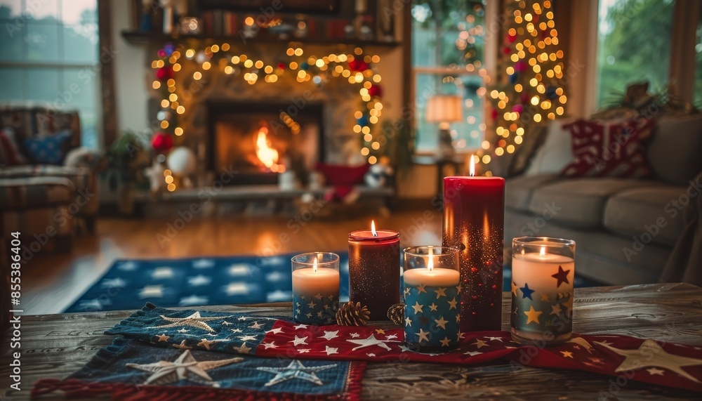 Patriotic crafts for a family focus on, tradition theme, whimsical, blend mode, living room Patriotic crafts for a family focus on, tradition theme, whimsical, blend mode, living room