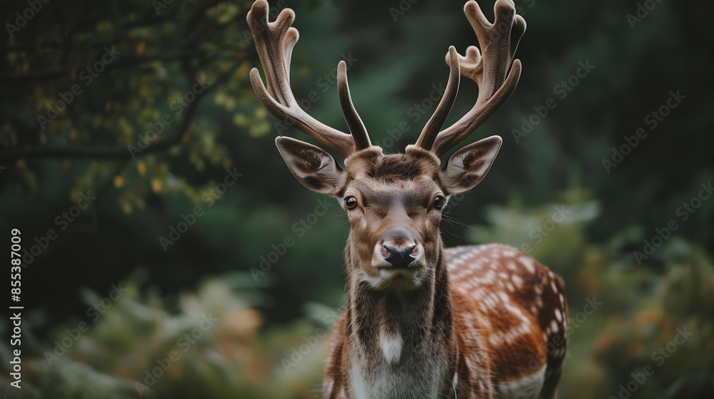 Red deer fallow deer majestically powerful animal in the forest Animals in the natural forest The wild nature landscape Deer garden : Generative AI Red deer fallow deer majestically powerful animal in the forest Animals in the natural forest The wild nature landscape Deer garden : Generative AI