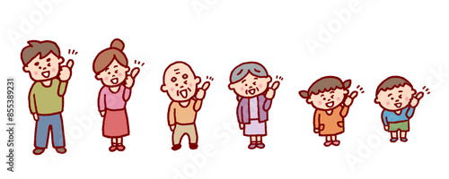 線画タッチのかわいい家族