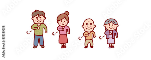 線画タッチのかわいい家族