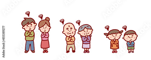 線画タッチのかわいい家族