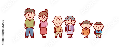 線画タッチのかわいい家族