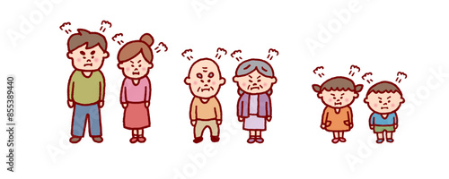 線画タッチのかわいい家族