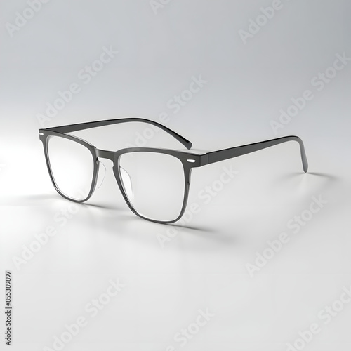 3D rendering of mens reading glasses,Large Rectangular Frame on a isolated white background,