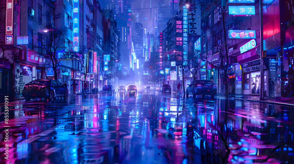 Fototapeta premium purple and blue light technology