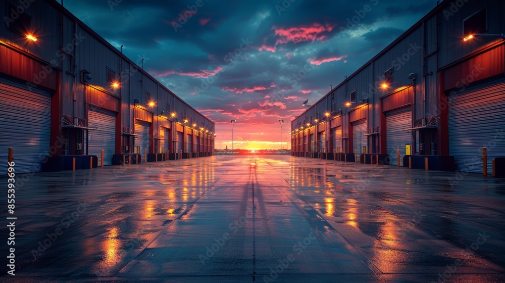 Industrial Real Estate Opportunities: Illustrate industrial real estate properties, such as warehouses and factories, representing investment opportunities in the industrial sector. Industrial Real Estate Opportunities: Illustrate industrial real estate properties, such as warehouses and factories, representing investment opportunities in the industrial sector.