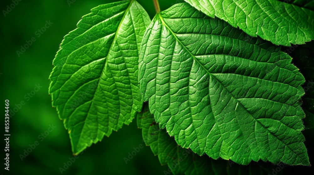 Detailed view of vibrant leaf veins on green backdrop for text overlay in search friendly content Detailed view of vibrant leaf veins on green backdrop for text overlay in search friendly content
