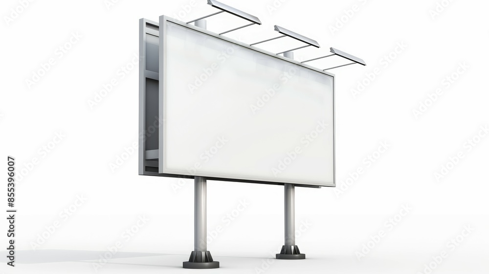 A large white billboard, mockup advertising space A large white billboard, mockup advertising space