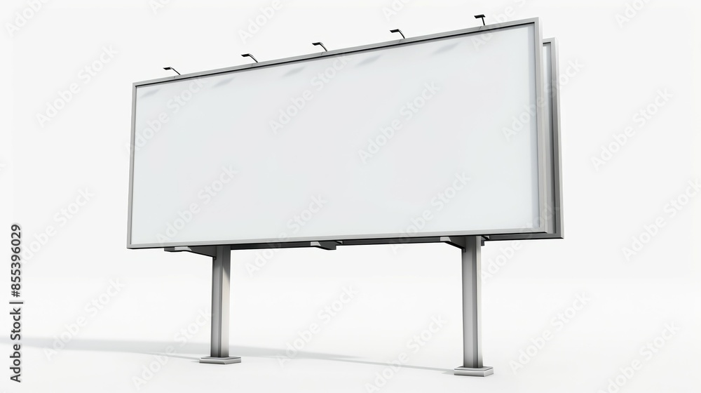 A large white billboard with a black border, mockup advertising space A large white billboard with a black border, mockup advertising space