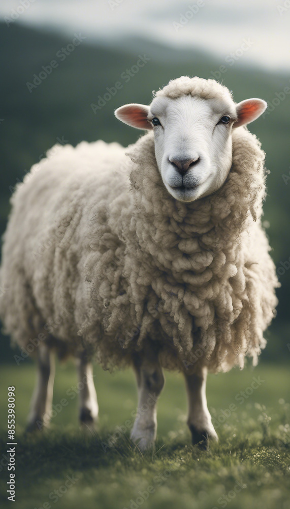Cute sheep in embroidery style livestock animal mammal Cute sheep in embroidery style livestock animal mammal