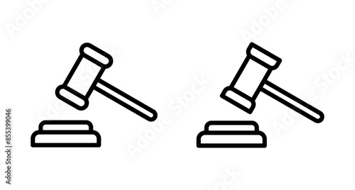 Gavel icon vector isolated on white background. Hammer icon vector. Judge Gavel Auction Icon Vector. Bid