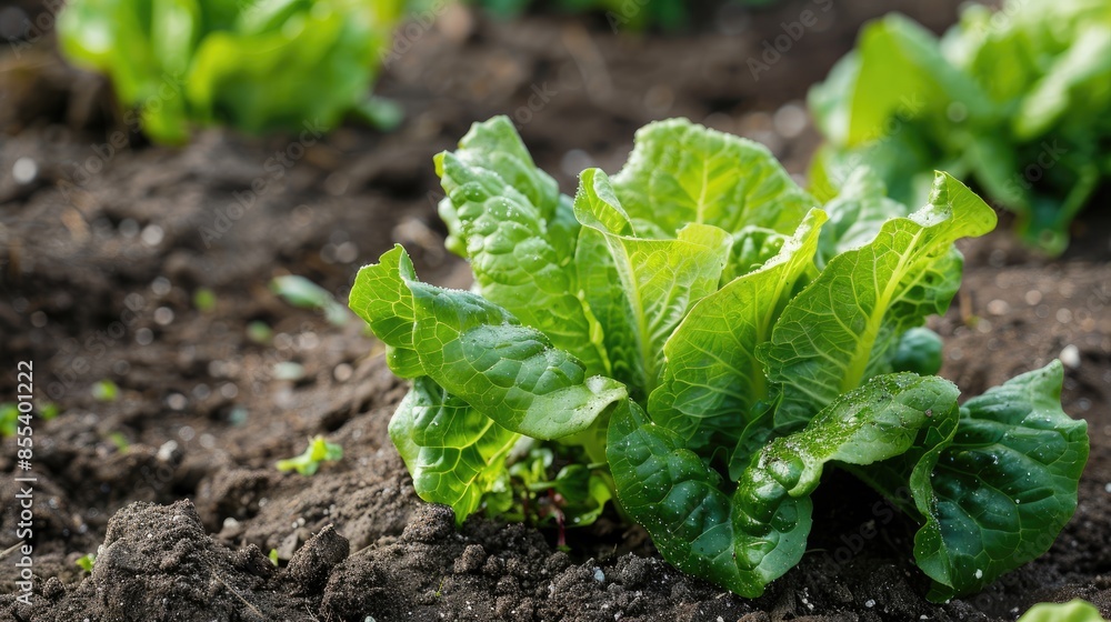 Cultivating lettuce in a backyard plot Cultivating lettuce in a backyard plot