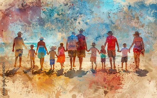 Wallpaper Mural Family gathering at a beach close up, beach outing theme, vibrant, manipulation, sandy shore Torontodigital.ca