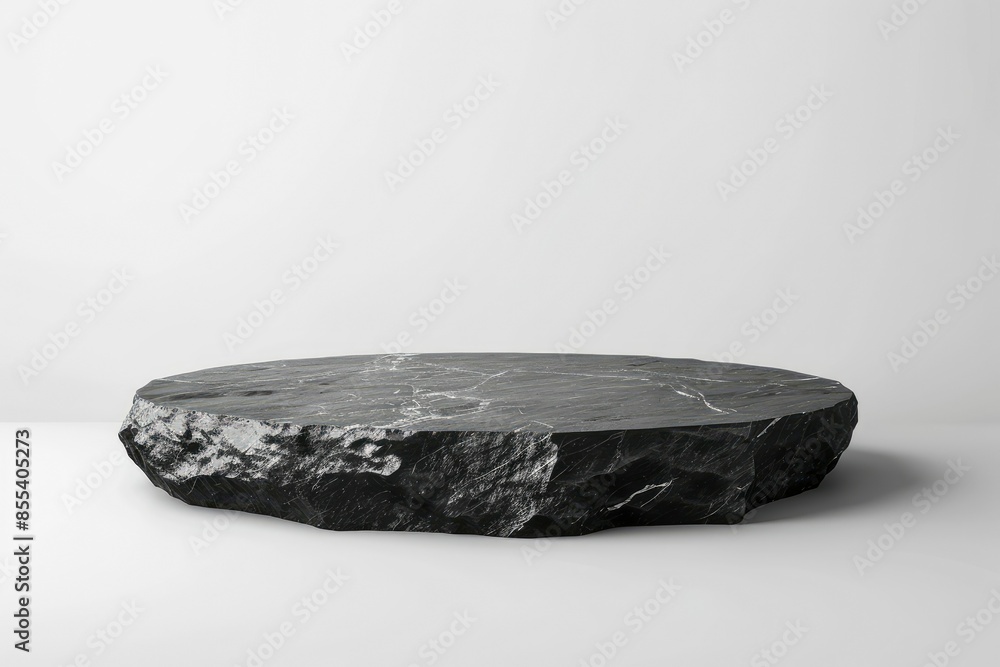 Minimal style Luxury mockup for product presentation. black stone podium on white background - generative ai Minimal style Luxury mockup for product presentation. black stone podium on white background - generative ai