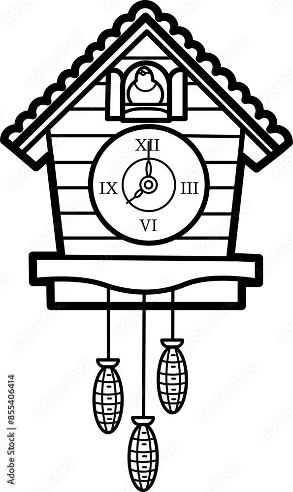 Cuckoo clock outline illustration vector Cuckoo clock outline illustration vector