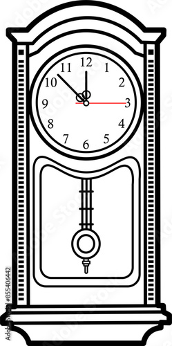 Grandfather clock outline illustration vector