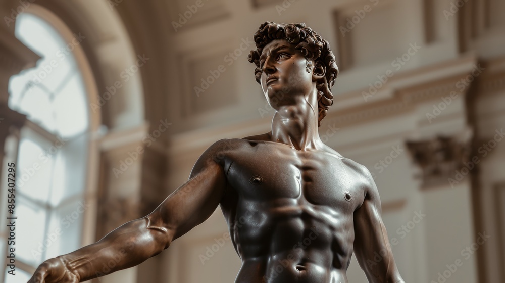 A statue of a man with a muscular body and a beard, antique art classics A statue of a man with a muscular body and a beard, antique art classics