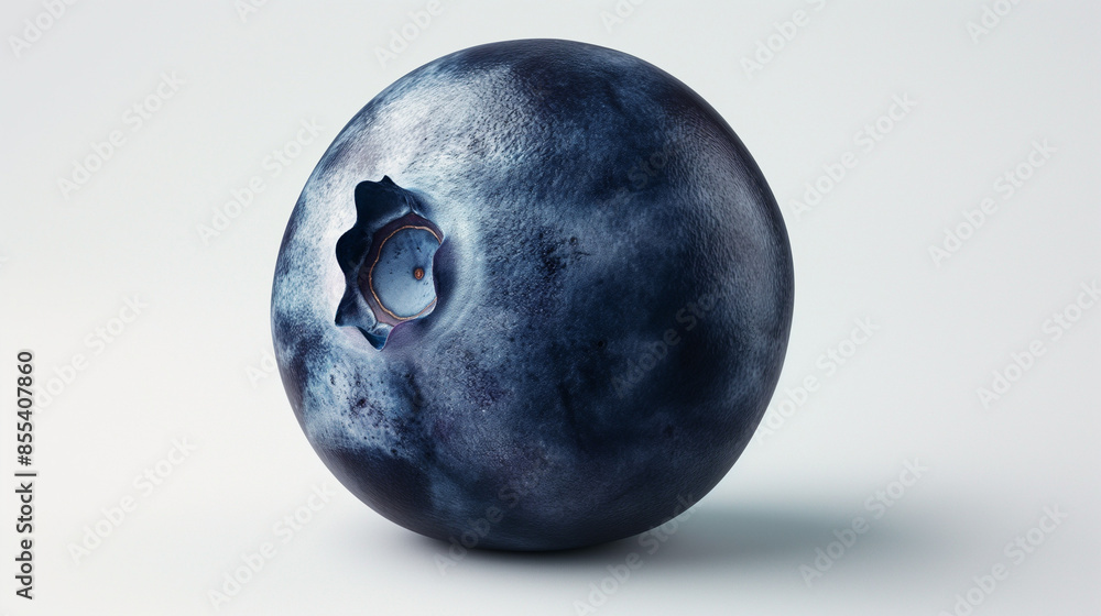 A photorealistic closeup of a floating entire blueberry, against a pure white background A photorealistic closeup of a floating entire blueberry, against a pure white background