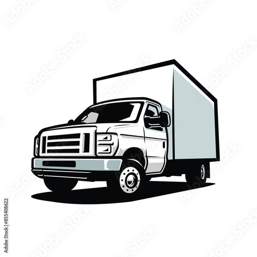 Size moving truck box vector color isolated. Best for rental truck company related industry
