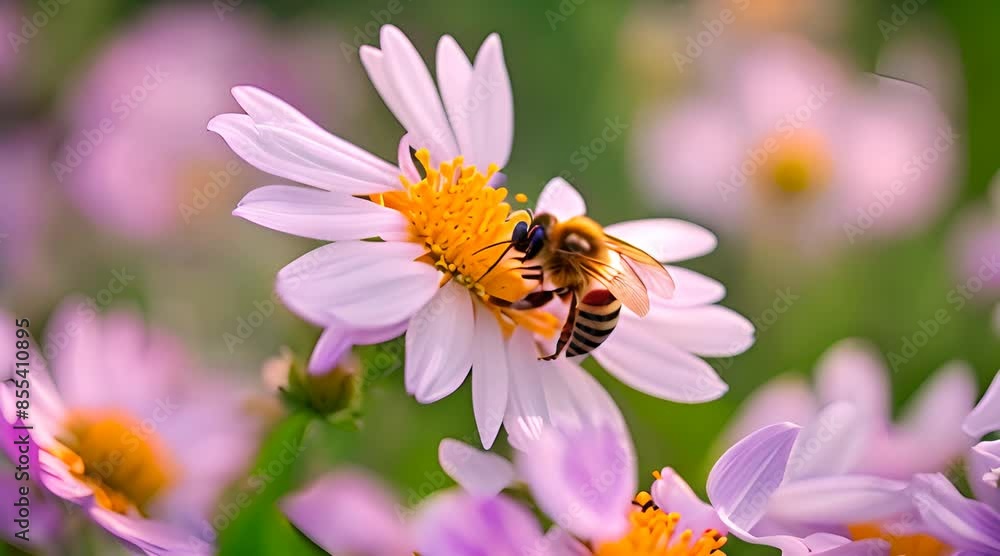Bee's Feast: Collecting Pollen from a Field Flower Bee's Feast: Collecting Pollen from a Field Flower