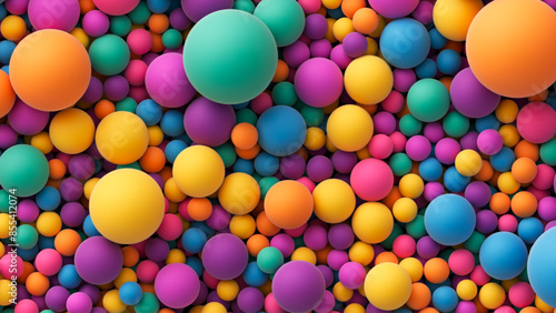 Colorful balls background for kids zone or children's playroom. Many colorful random bright soft balls background. Huge pile of colorful balls in different sizes. Vector background