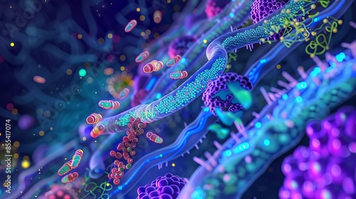 A visual representation of a healthy gut microbiome, abstract  , background photo