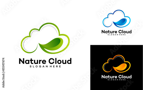 green cloud logo design concept vector