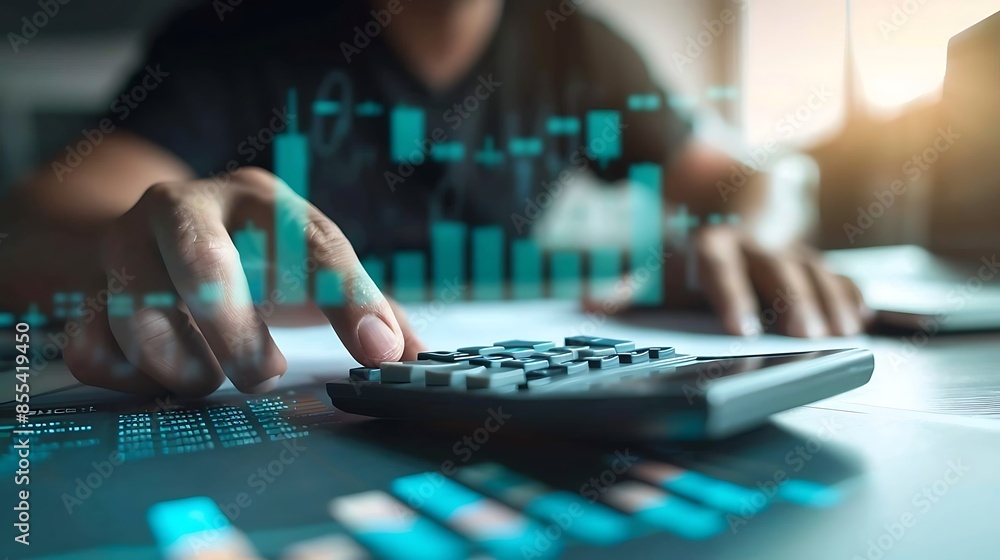 Close-up of a young accountant analyzing financial data. Accounting and financial concepts. Close-up of a young accountant analyzing financial data. Accounting and financial concepts.