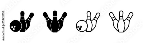 Bowling icon set. bowling ball and pin icon. bowling pins