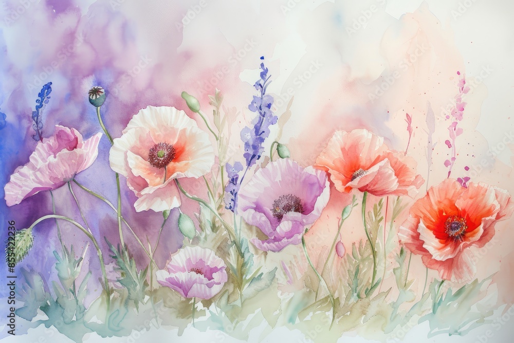 a painting of purple and white flowers, Develop a delicate watercolor arrangement with lavender and white lilacs a painting of purple and white flowers, Develop a delicate watercolor arrangement with lavender and white lilacs